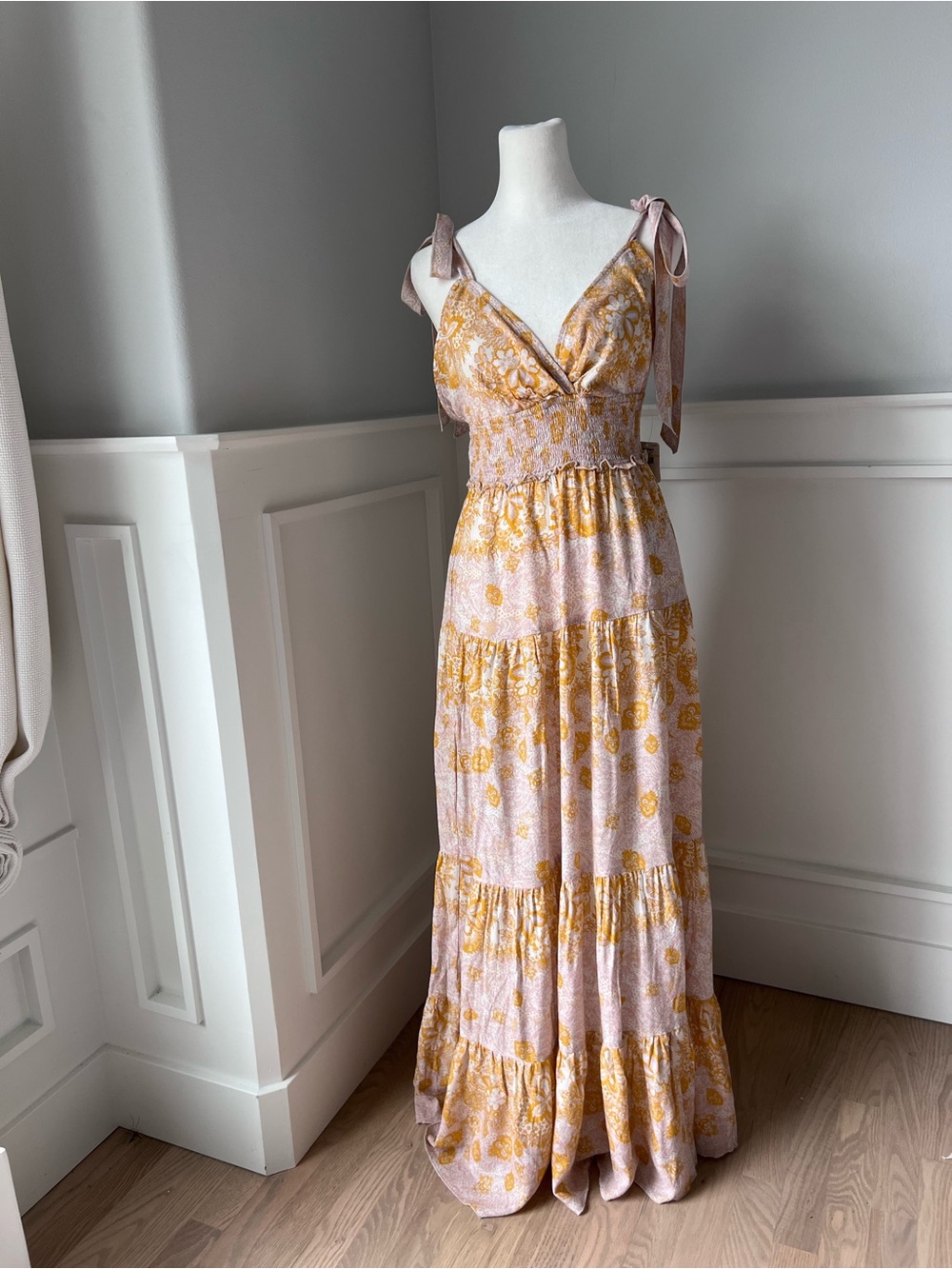 Free People Yellow & Cream Floral Tiered Maxi Dress - Picture 4 of 11